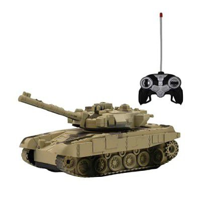 VGRASSP Remote Control 360 Rotating Turret Army Battle Tank with Light & Sound for Kids in Military Tank - Light Color