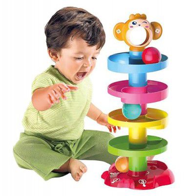 VGRASSP Rolling and Swirling Ramp Toy for Baby and Toddlers | 5-Drop-Roll Fun Toy - Color As Per Stock
