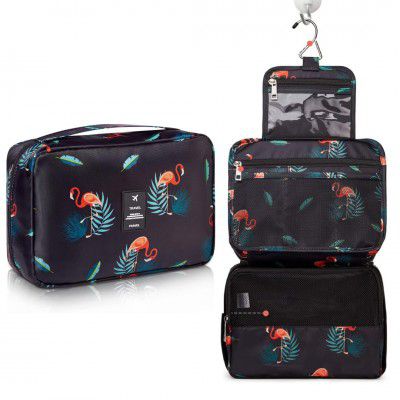 VHKD Toiletry Bag for Men Women Nylon Black Flemingo