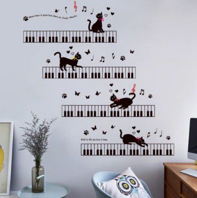 VI COLLECTIONS Cat Playing Piano Wall Sticker
