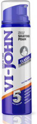 VI-JOHN Classic Shave Foam for Regular Skin with Tea Tree Oil (200 GM) (Pack of 1)  (200 g)