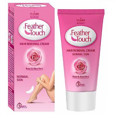 VI-JOHN Feather Touch Rose & Aloevera Hair Removal Cream, for Sensitive Skin, Suitable for Legs, Underarms, Bikini Line, Arms - 40g Pack of 4