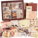 VIBE VISTA Vintage Aesthetic Scrapbook Kit, 346 Pcs, A6 Grid Notebook...