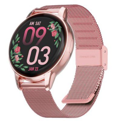 Vibez by Lifelong Luxury Smart Watch for Women - Emerald Rose Gold Smartwatch with Metal Strap, 1.39 Inch HD Display