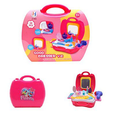 Vibgyor Vibes 20 Piece Deluxe Pretend Play Makeup Case and Cosmetic Set