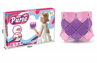 Vibgyor Vibes DIY Make Your own Art and Craft Fashion Purse/Bag -Small Size-Purple and Pink