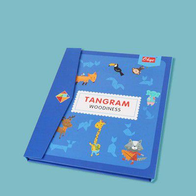 Vibgyor Vibes Wooden Magnetic Tangram Travel Game Educational Book, Multicolor, Pack of 1
