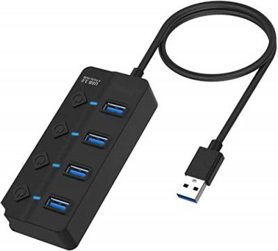 VIBOTON USB Hub, 3.0 for PC, Laptop, 4-Port USB 3.0 Hub (Black)