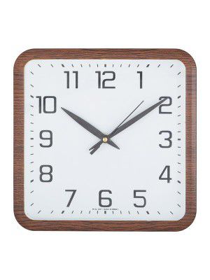 VICTOR Elegant Square Plastic Case Analog Home/Office Decor Wall Clock (Size: 24 x 5 x 24 CM | Color: Chocolate | Weight: 278 grm)