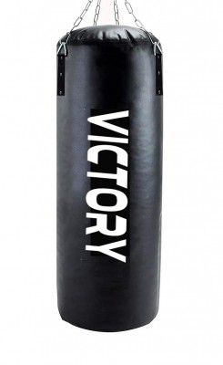 VICTORY Punching Bag, Heavy Synthetic Leather Boxing Bag Black
