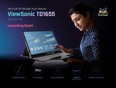ViewSonic TD1655 15.6 Inch 1080p Portable Monitor with IPS Touchscreen
