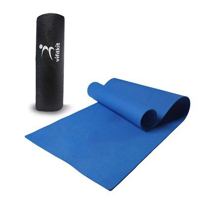 VIFITKIT 4mm Anti-Skid Yoga Mat with Carry Bag for Home Gym & Outdoor Workout for Men & Women (Blue)