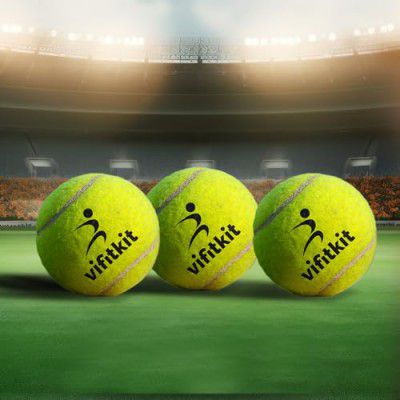 VIFITKIT Cricket Ball, Tennis Ball for Cricket Tournament, ITF Approved, Rubber, Waterproof Technology, Street Match Cricket Ball, Tennis Ball for Lawn Cricket, Soft Balls (Pack of 3)