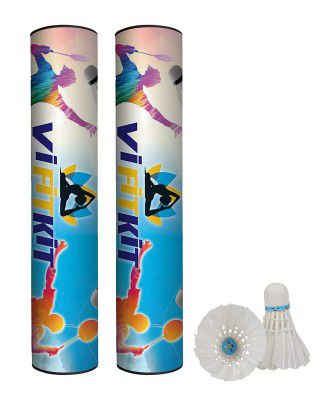 VIFITKIT Hand-Crafted Duck Feather Shuttlecocks for Badminton with Solid Cork Head & Strong Goose Feathers (Pack of 20, White)