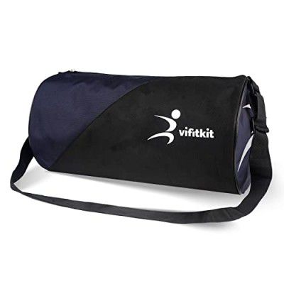 Vifitkit Duffle Polyester Bag, Gym Bags, Adjustable Shoulder Bag for Men, Duffle Gym Bags for Men, Sports Carry Bag (22.5 litres, Blue & Black)