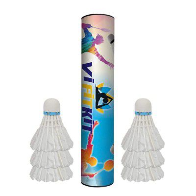 VIFITKIT Hand-Crafted Duck Feather Shuttlecocks for Badminton (Pack of 10, White)