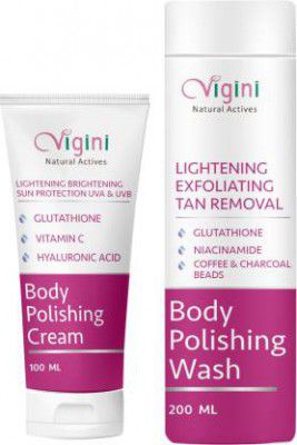 Vigini Body Whitening Lightening Brightening Skin Glow Moisturizer Polishing Scrub Kit  (300 g)