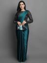 VILLAGIUS Solid Bollywood Satin Blend, Silk Blend Saree (Light Blue)...