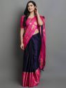 VILLAGIUS  Woven Dharmavaram Jacquard Saree  (Dark Blue)...