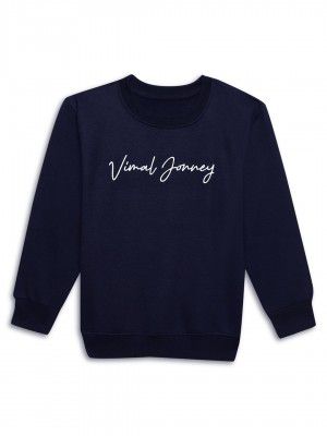 VIMAL JONNEY Black Printed Round Neck Cotton Fleece Sweatshirt for Kids-VIMAL37059