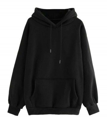 VIMAL JONNEY Black Solid Hooded Cotton Fleece Sweatshirt for Men-VVIMAL639116