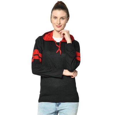 VIMAL JONNEY Cotton Blend Full Sleeve T-Shirt with Hoodie for Women-VJ-FSTWH-02