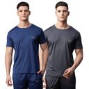 VIMAL JONNEY Dryfit Solid Lycra Multicolor T-Shirt for Men (Pack of 2)-Dryfit_T_BLK_OLV_02-P...