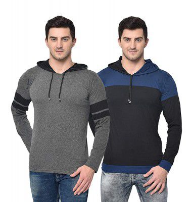 (Set of 2)  VIMAL JONNEY Mens Classic Fit Hooded T-Shirt (T_12_0002-P)