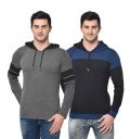 (Set of 2)  VIMAL JONNEY Mens Classic Fit Hooded T-Shirt (T_12_0002-P)...