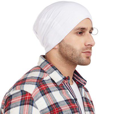 VIMAL JONNEY Men's Cotton Beanie Hat (Pack Of 1) (Ring_Cap_Wht_01_White_Free Size)