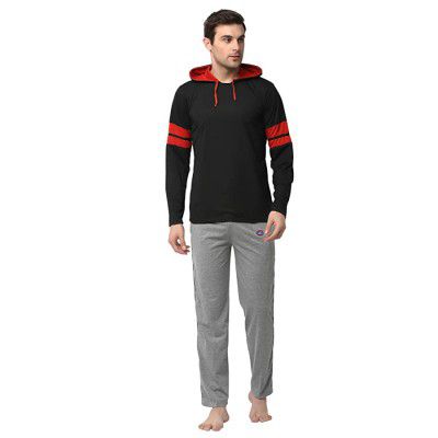 VIMAL JONNEY Mens Cotton Plain/Solid T-Shirt and Track Pant Pack of 1