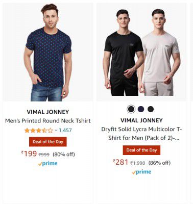 VIMAL JONNEY Men's Tshirt Starting ₹199