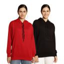 VIMAL JONNEY Multicolor Solid Hooded Cotton Fleece Sweatshirt for Women (Pack of 2)-VIMAL50923...