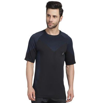 VIMAL JONNEY Printed Round Neck Polyester Lycra Half Sleeves Men Slim Fit Tshirt