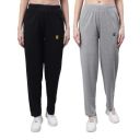 VIMAL JONNEY Regular fit Cotton Trackpant for Women (Pack of 2)-D10_BLK_MLG_002-P...