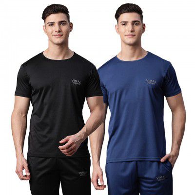 VIMAL JONNEY Round Neck Polyster Multicolor T-Shirt for Men (Pack of 5)