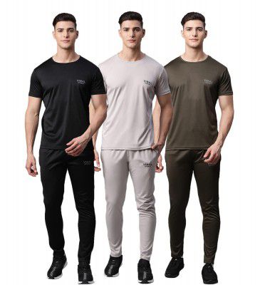 Vimal Jonnney Dryfit Solid Lycra Multicolor Tracksuit Co-ord Sets for Men (Pack of 3)-DRYFIT_T_D10_BLK_GRY_L.GRY_06-P