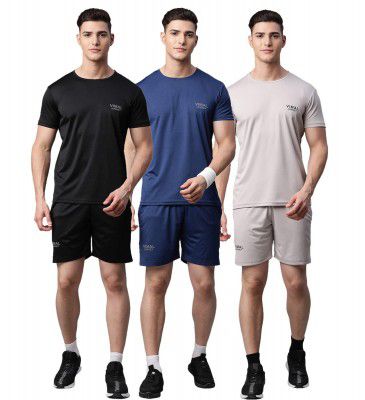 Vimal Jonnney Dryfit Solid Lycra Multicolor Tracksuit Co-ord Sets for Men (Pack of 3)-DRYFIT_T_D11_BLK_BLU_GRY_06-P