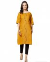 VINHCHIC Women's A-Line Cotton Embroidery Green Kurti|BottleGreen...