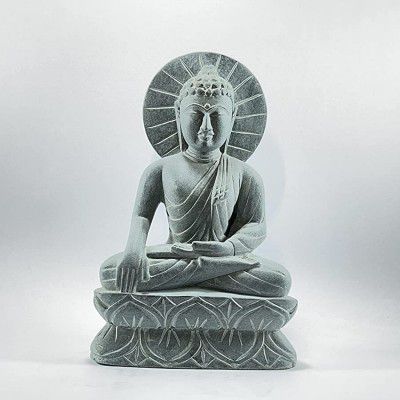 Vintage Bihar Handmade Buddha Idol/Murti (Sculpture) in Bhumisparsha Mudra/Pose Made of black Natural stone by Artisans of Bihar of 6 INCH height