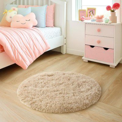 Vintage Threads Shaggy Carpet 60 CM for Living Room Bedroom | (Beige 60 CM)