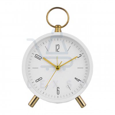 Vintage Twin Bell Table Alarm Clock with Night LED Light Heavy Slippers Extra Loud Alarm Ideal for Student and Kids Bedroom Twin Bell Alarm Clock Table Top Clock Night (Classic White)