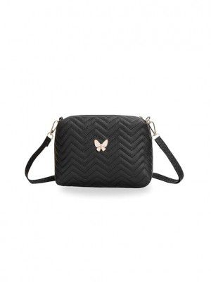 Vintage Vegan Leather Women Sling Bag | Black Color