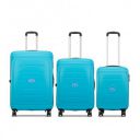 VIP Corsa Ultra Strong Polypropylene Hardsided Luggage Spinner Dual Wheels with Ergonomic Grip Handle Set of 3 (55cm+66cm+76cm) Turquoise...