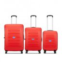 VIP Corsa Ultra Strong Polypropylene Hardsided Luggage Spinner Dual Wheels with Ergonomic Grip Handle Set of 3 (55cm+66cm+76cm) Red...