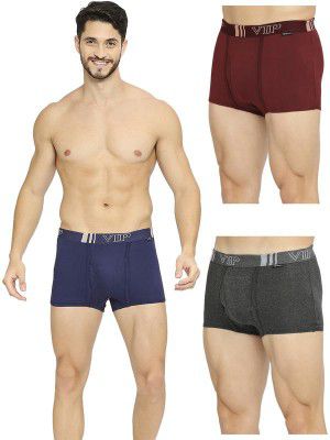 VIP Men's Cotton Solid Trunks Brando Plain_Assorted [ Pack of 3 ]