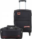 VIP Soft Body Set of 2 Luggage 4 Wheels - Domina Durable Polyester Soft sided Cabin size trolley with 45L duffle - Black...