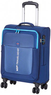 VIP Suprema 55cm Softsided Cabin Size Polyester 8 Spinner Wheels Blue Suitcase