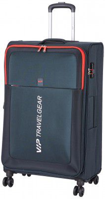 VIP Suprema 79cm Softsided Large Size Polyester 8 Spinner Wheels Grey Suitcase