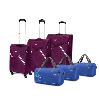 VIP Verona Set of 3 SL (Purple) + Skybags Weekender 3 DF Combo(Blue)